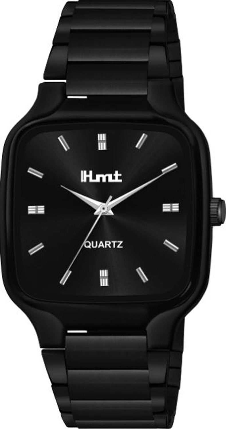 Image of HMT DLX HMDLX-BG3-8405-03 Original Black Plated HMTS Black Stainless Steel Chain Men /Boys Wrist Self Size Analog Watch - For Men
