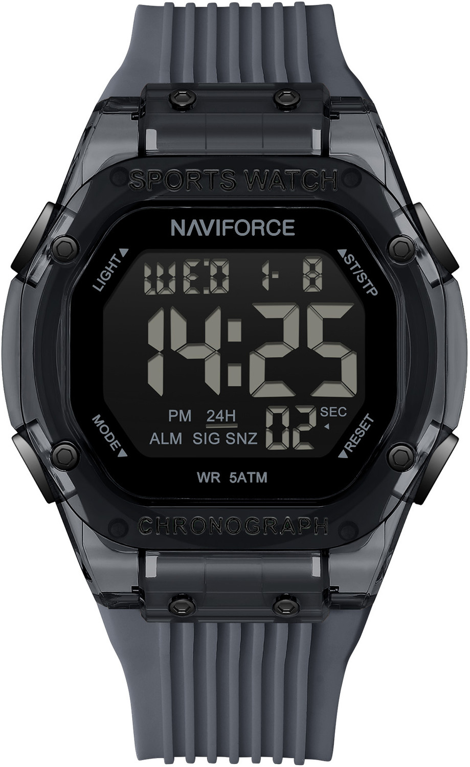Image of NAVIFORCE NF7113 Grey Square lcd display with silicone strap Digital Watch - For Men