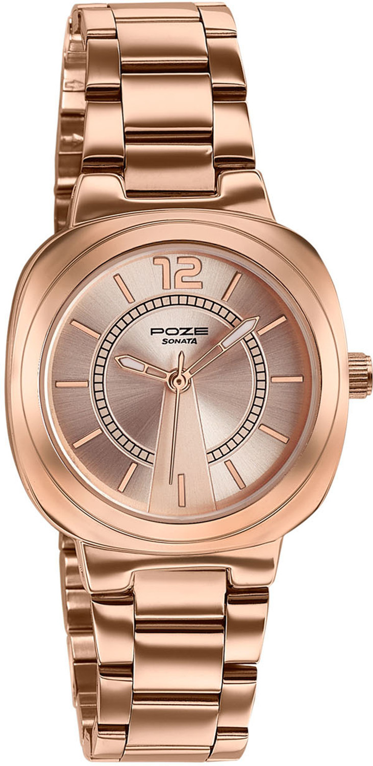 Image of SONATA Poze Drop 9.1 Poze 9 Quartz Pink Dial IPG Strap Analog Watch - For Women