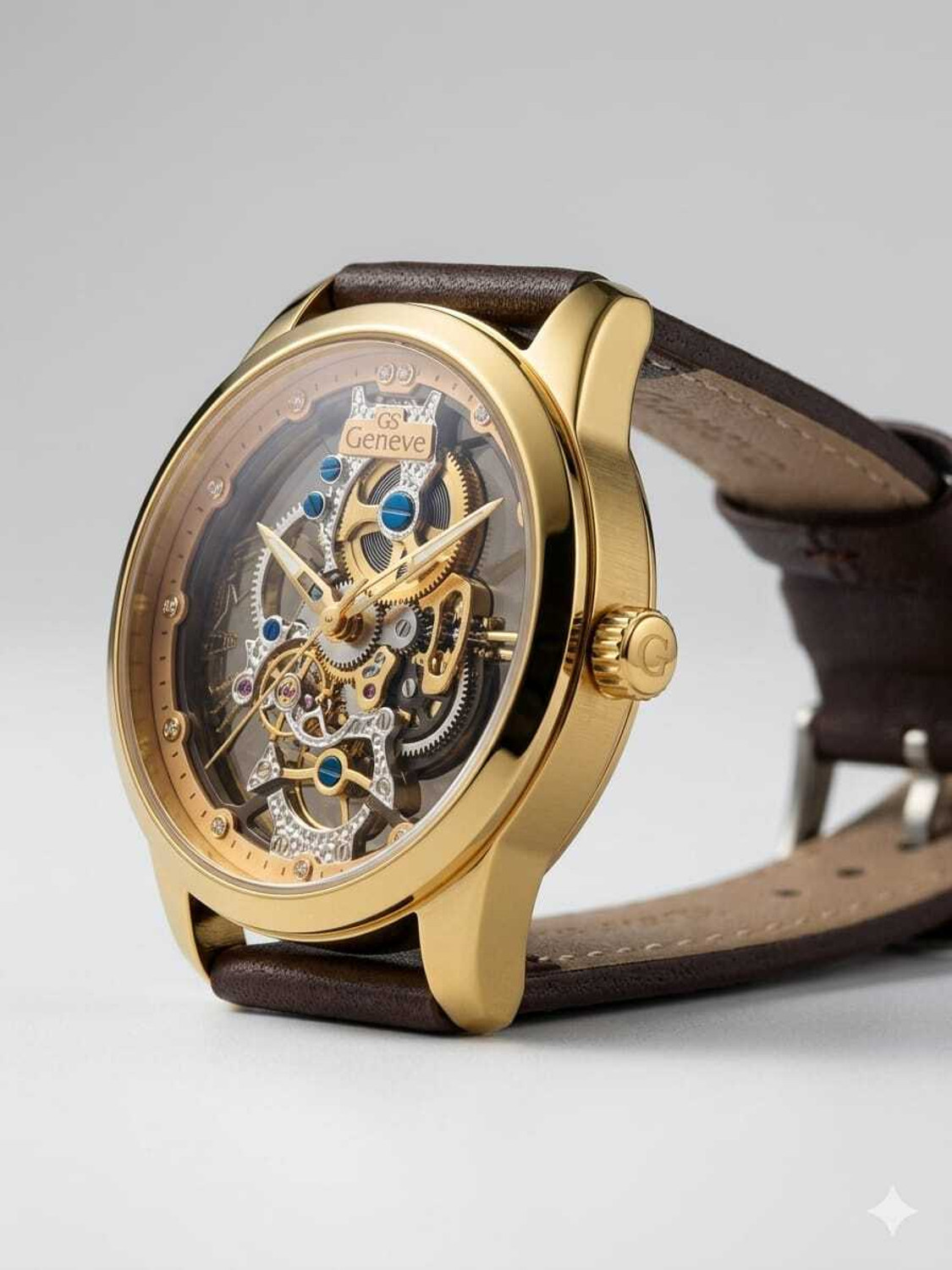 Image of SPARKPLUG Royal golden transparent dark brown analog watch for men Royal golden transparent dark brown analog watch for men Analog Watch - For Men