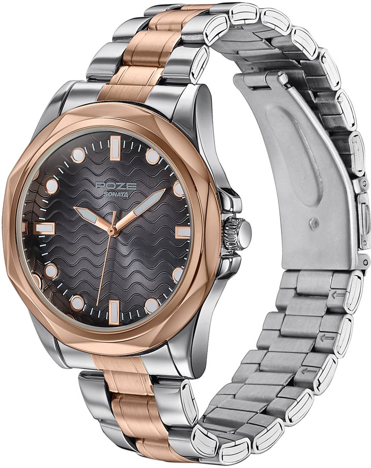 Sonata Poze 7 Black Dial Rose Gold Watch - Image 4