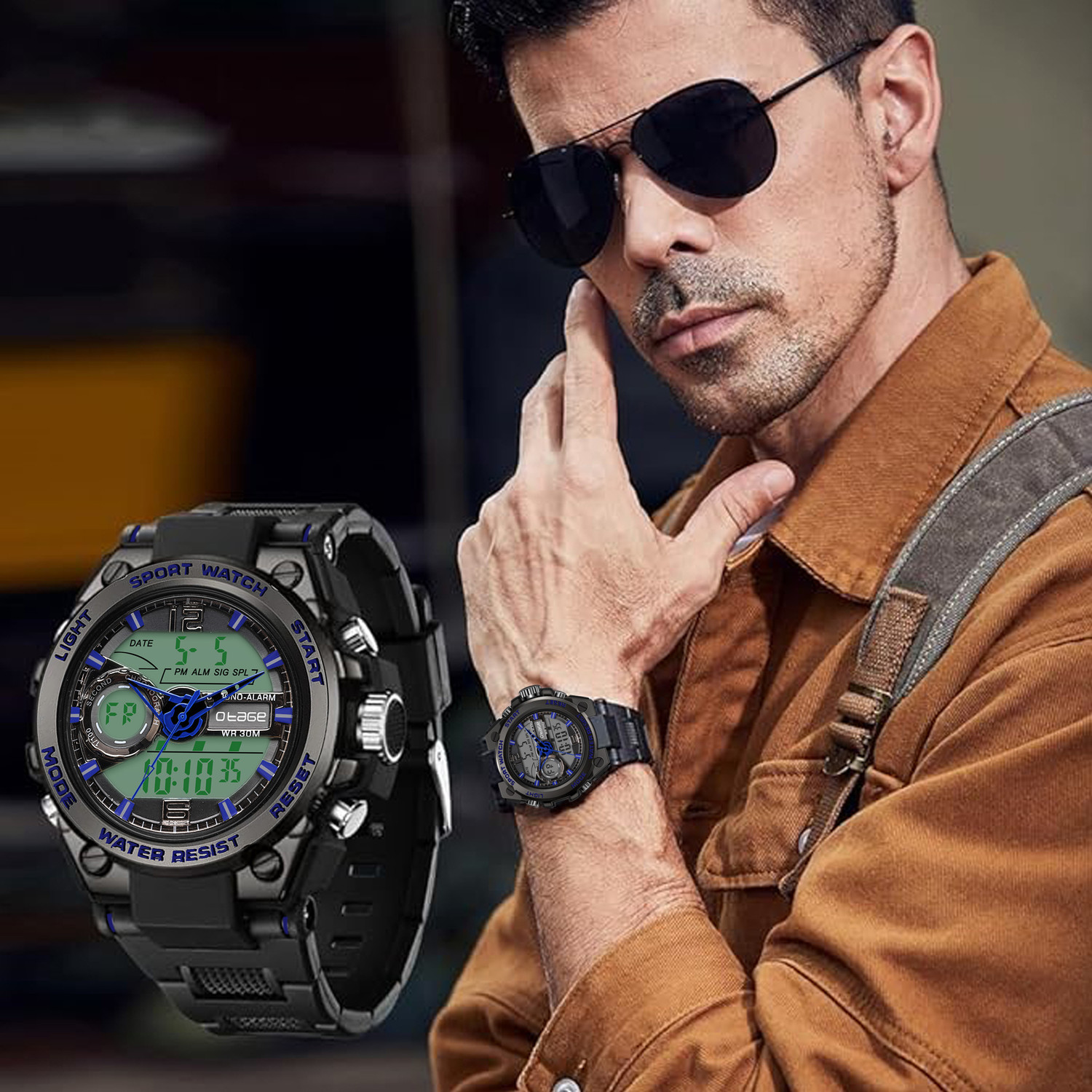 Image of otage Stylish Sporty Look, Multi Function Watch Stylish Sporty Look, Alarm, Black Strap, Multi Function Chrono Watch Analog-Digital Watch - For Men
