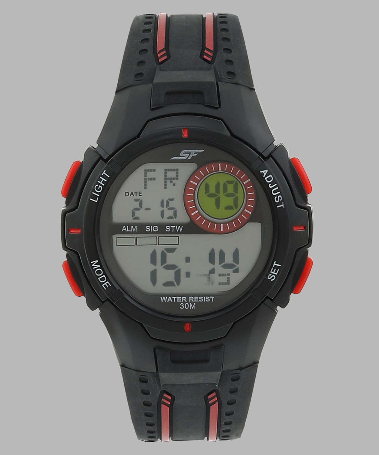 Image of SF 77112PP01 SF Digital Dial Black Polyurethane Strap Digital Watch - For Men