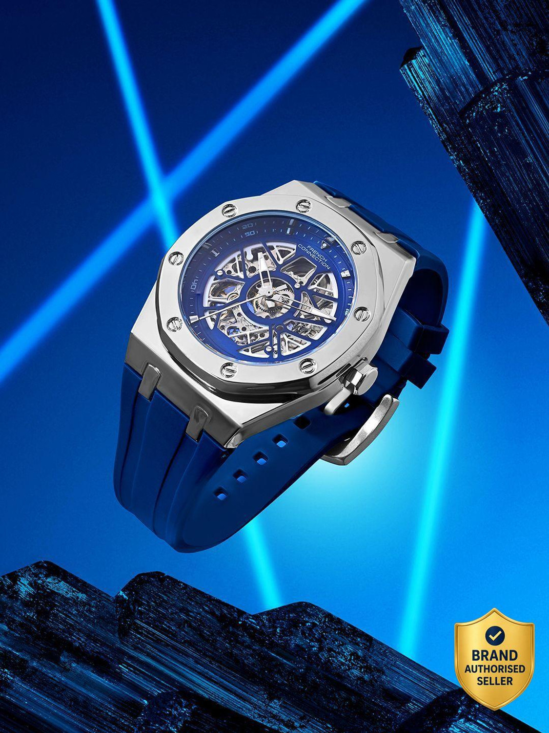 Image of French Connection Blue Sunray Dial | Men's Blue Automatic Watch Analog Watch - For Men