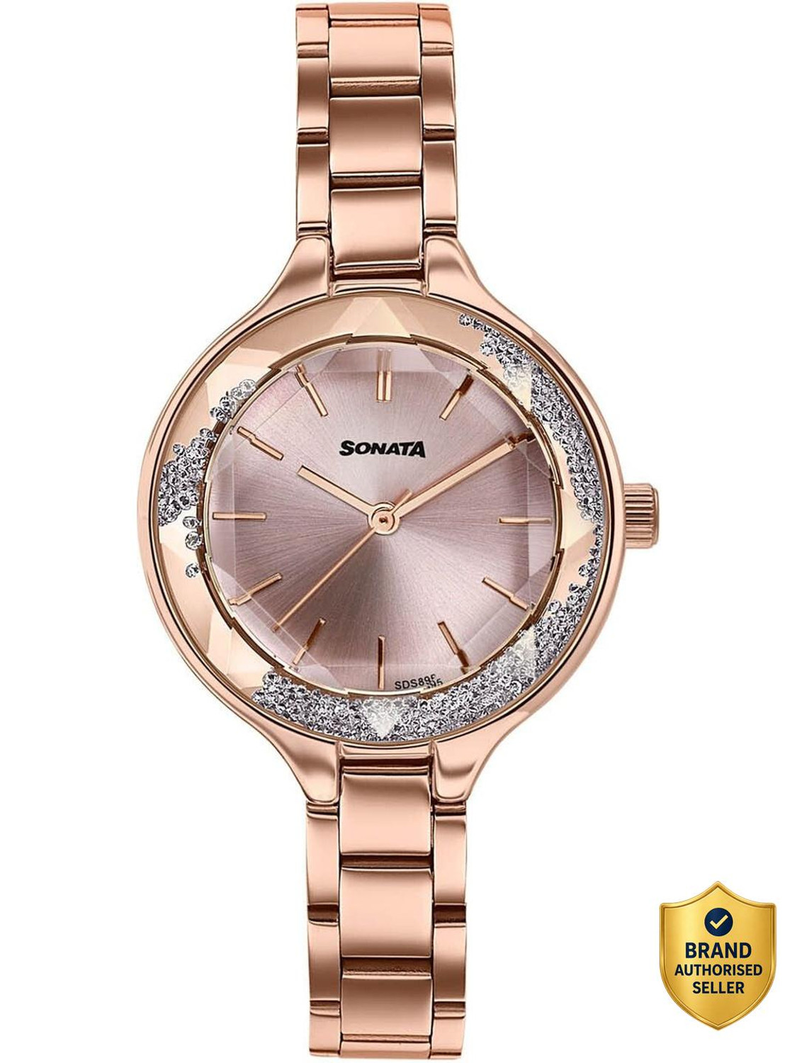 Image of SONATA Festive 2.0 Ph II Sonata Festive 2.0 Quartz Pink Dial Rose gold Sheet metal Strap Analog Watch - For Women