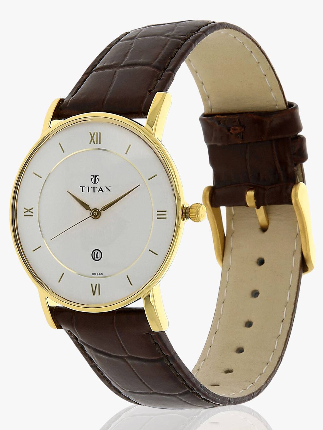 Titan NQ9162YL01 Men's White Dial Brown Leather Strap Watch - Image 5