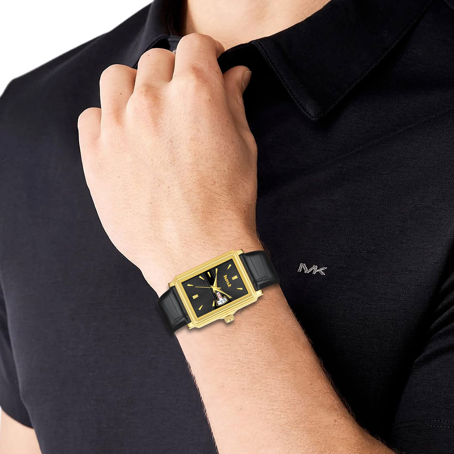 Image of hmt QUARTZ Exclusive Premium Black Dial Black Strap Formal Casual Day & Date Functioning Analog Watch - For Men