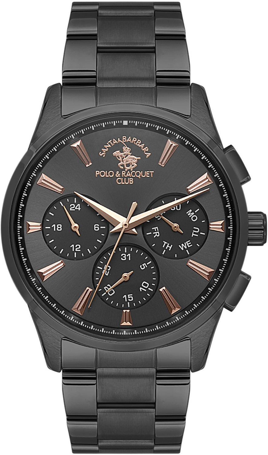 Image of Santa Barbara Polo & Racquet Club Winter-25 Quartz VX9JE1 Movement Black Dial Analog Watch - For Men