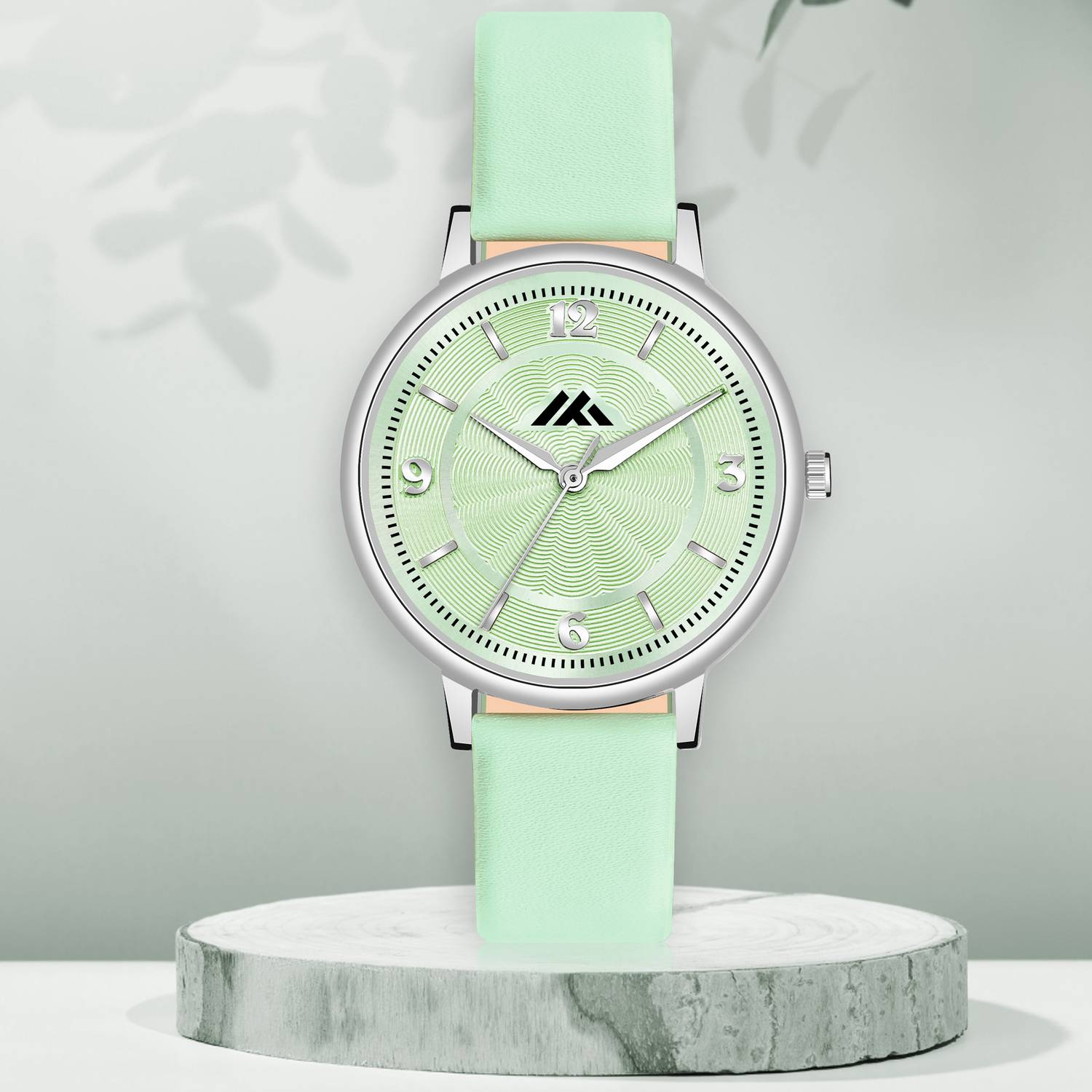Shocknshop Light Green Round Dial Leather Strap Watch for Women's and Girls Analog Watch - For Women