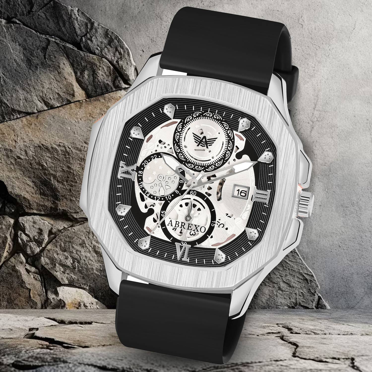 ABREXO Abx8200 Silver Chrono Look Watch - Image 5