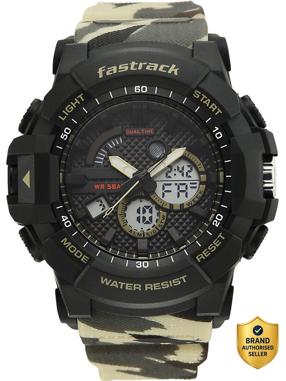 Image of Fastrack Streetstyle 6 Fastrack Streetstyle 6 Ana Digi Black Dial Camo Grey Polyether Strap Analog-Digital Watch - For Men