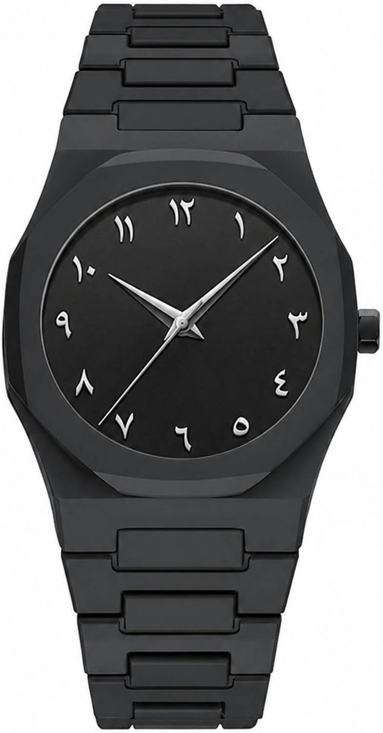 K&K Arabic Aura Silver Black Analog Watch - For Men - Image 3