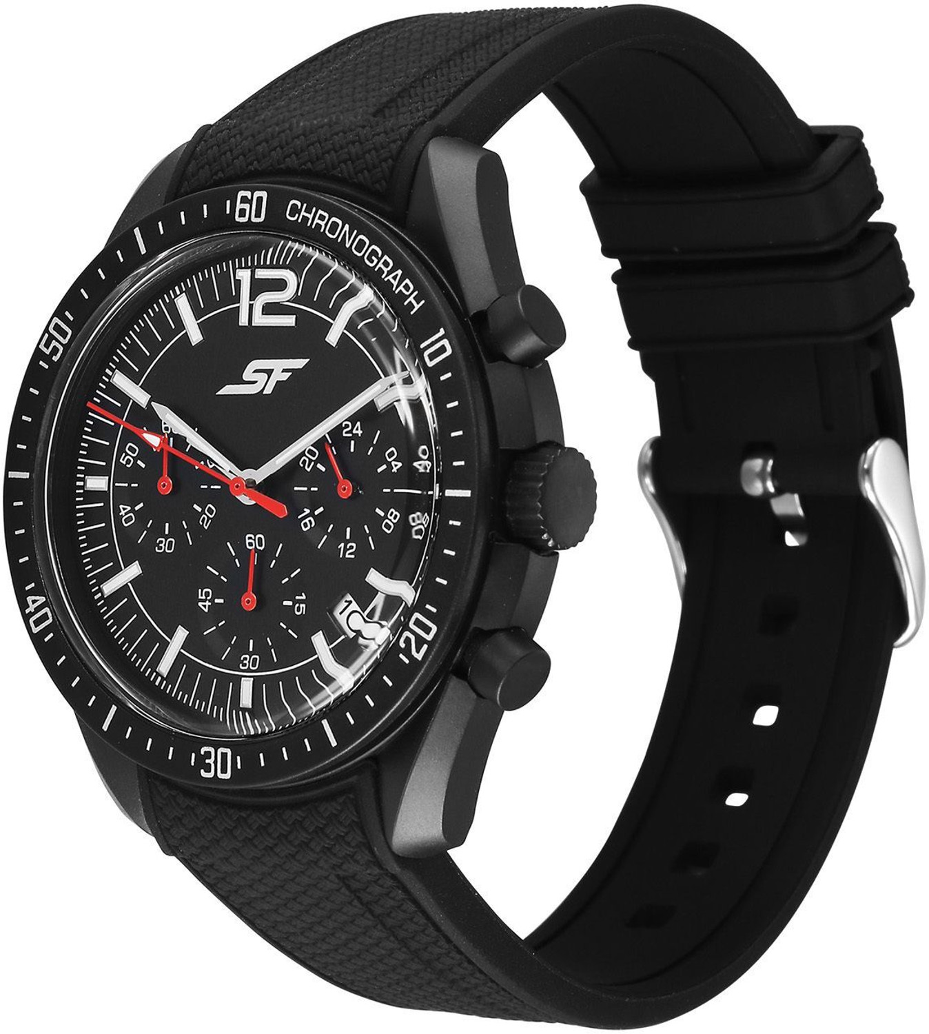 Image of SONATA SF Genesis Quartz Multifunction Chronograph Black Dial Black Strap Analog Watch - For Men