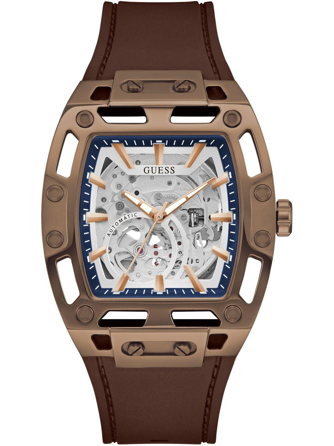 Image of GUESS Silver Rectangle Dial Analog Watch - For Men GW0980G3