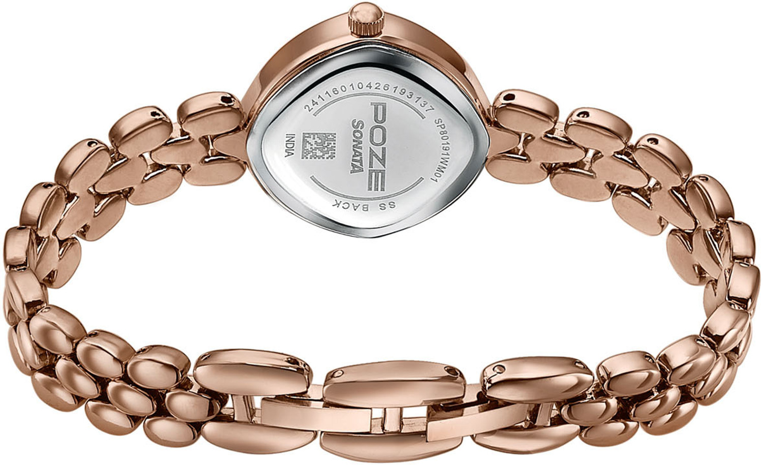 Image of SONATA Poze Drop 9.2 Poze 9 Quartz Pink Dial IPRG Solid Link Strap Analog Watch - For Women