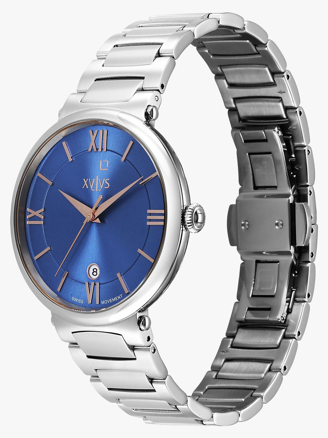 Image of XYLYS Xylys Quartz with Date Blue Dial Silver Stainless Steel Strap Analog Watch - For Men