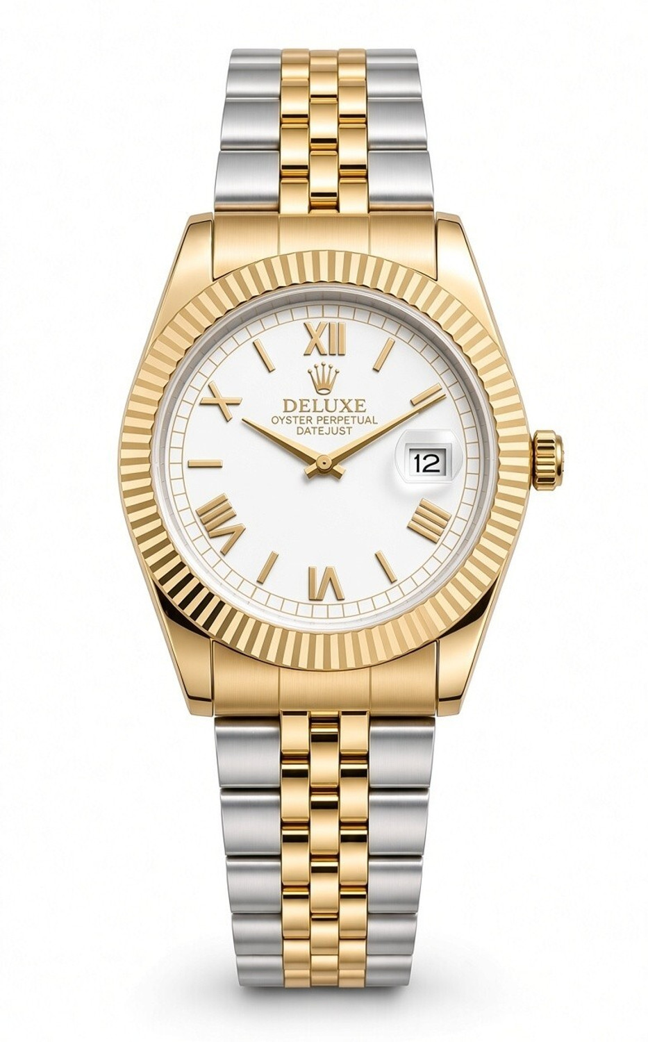 Image of SRQ WATCHES Analog Watch - For Men GOLDEN STAINLESS STEEL BELT DATE WORKING ANALOG WATCH FOR MENS WHITE
