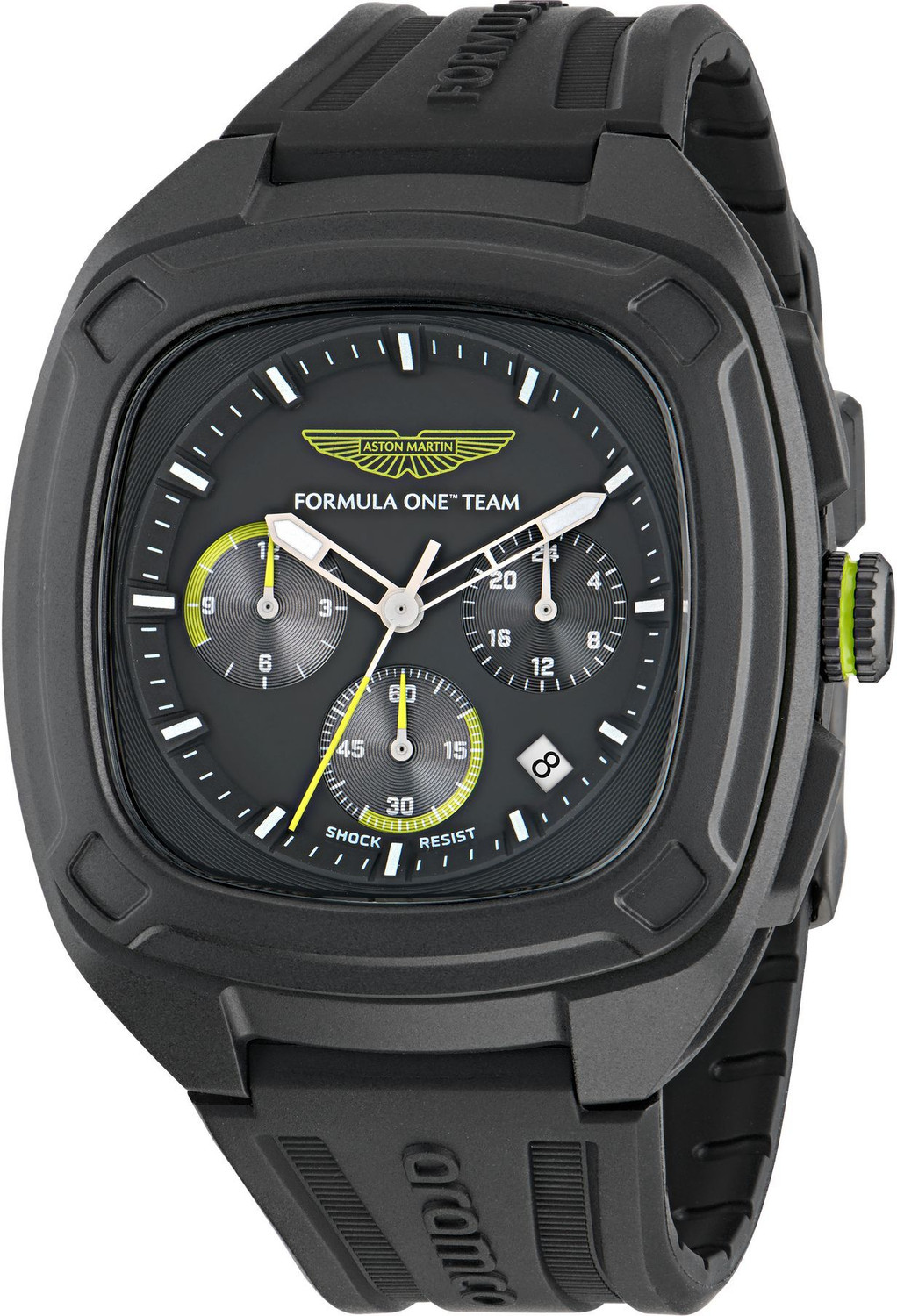Image of Aston Martin MTFO1F50543 Aramco Square 44mm Black Dial Analog Watch - For Men