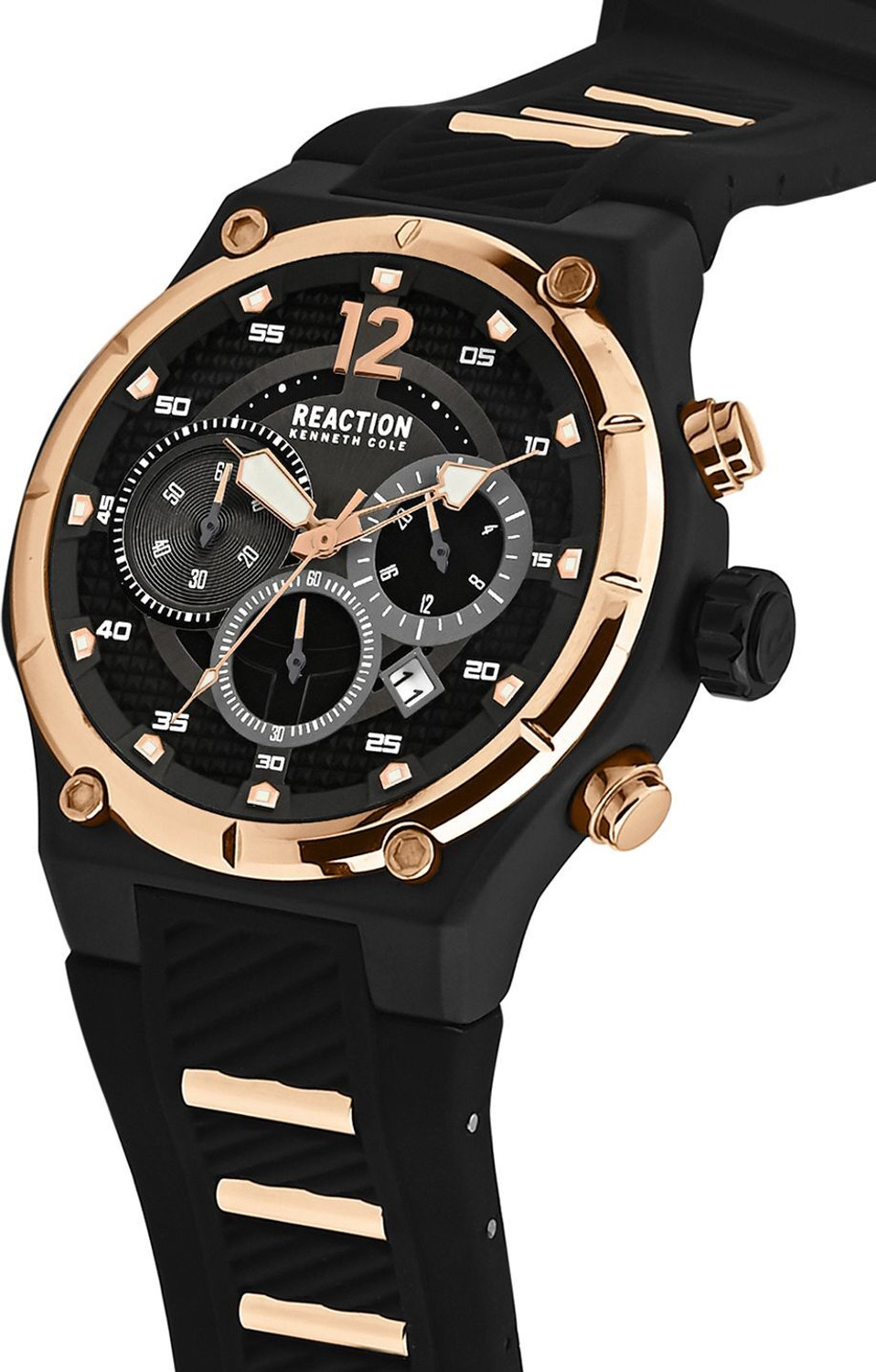 Image of Kenneth Cole Reaction Chronograph Black Dial Watch For Men's - KRWGO0071002 Analog Watch - For Men