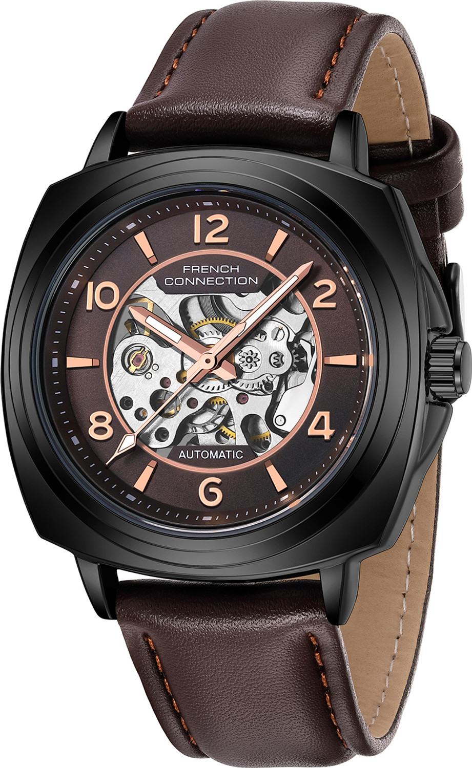 Image of French Connection FCA44BRL Brown Sunray Round Dial Automatic Analog Watch - For Men