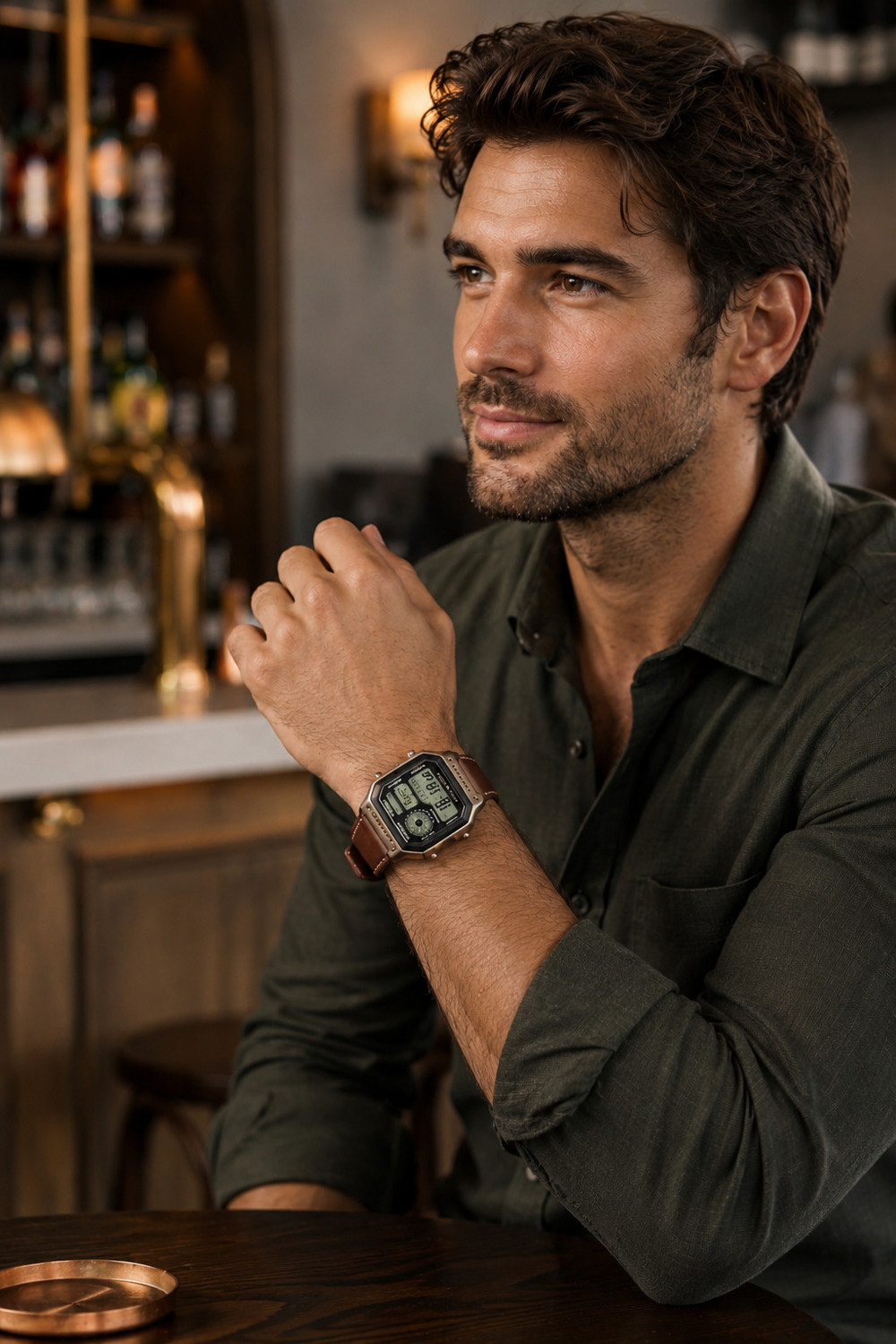 Image of Ticko World time mens watch World Time Mens Watc Brown Colour Digital Watch - For Men