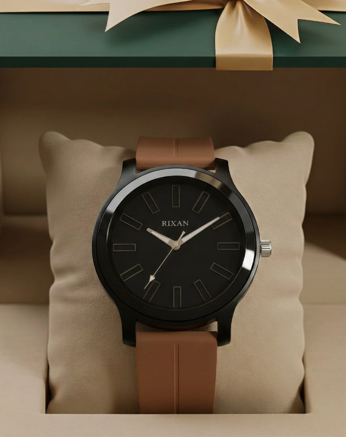 Image of Rixan BRW-Magnetic Brown Wrist Watch for Men | Analog Men Watch with Magnetic Silicone Band | Analog Watch - For Men
