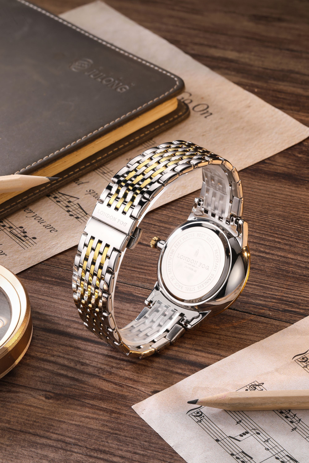 London Fog Baker Collection Silver Dial 2 Tone Silver & Gold Strap ...