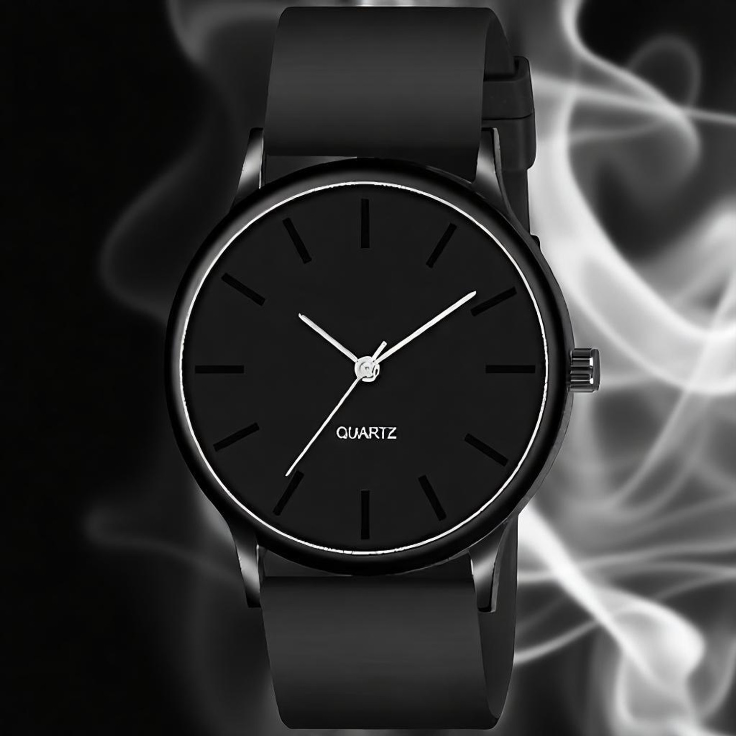 Image of LEBENSZEIT Classic Dial Black Watch for Men - Smart Strap & Thin Hand Design Analog Watch - For Boys