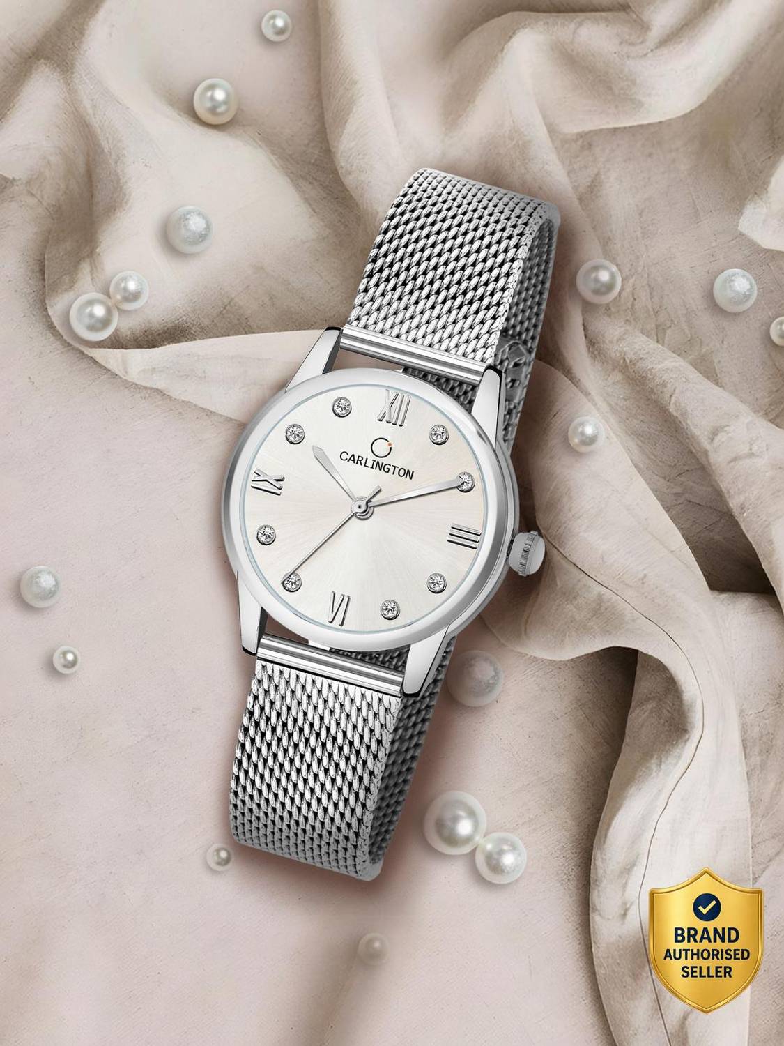 Carlington CT2005 Carlington Elite Ladies With Self Adjustable Mesh Strap And Water Resistant Analog Watch  - For Women