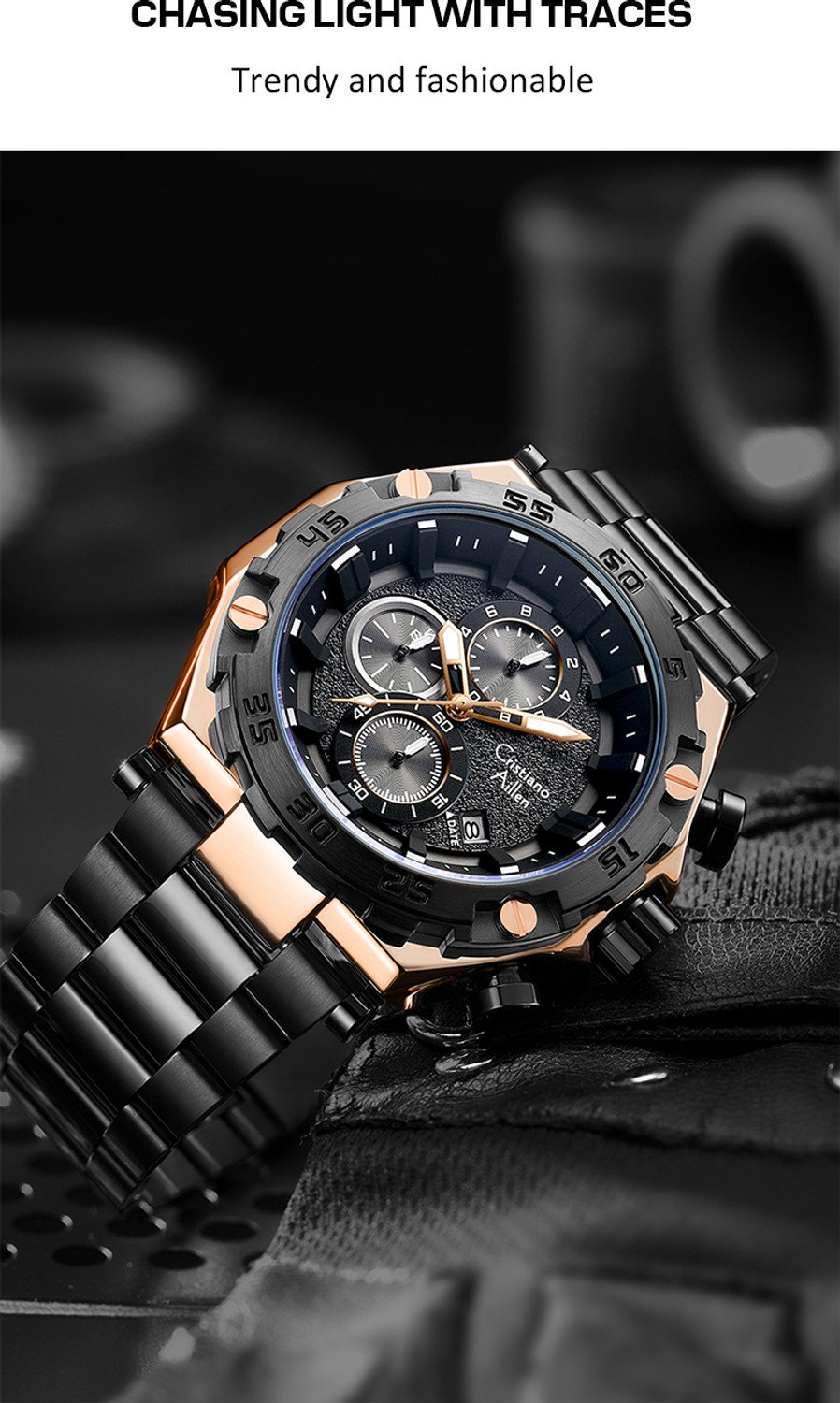Image of Cristiano Aillen CA-9840 Multifunction Luxury Business & Sports Watch with Date - Model CA-9840 Analog Watch - For Men