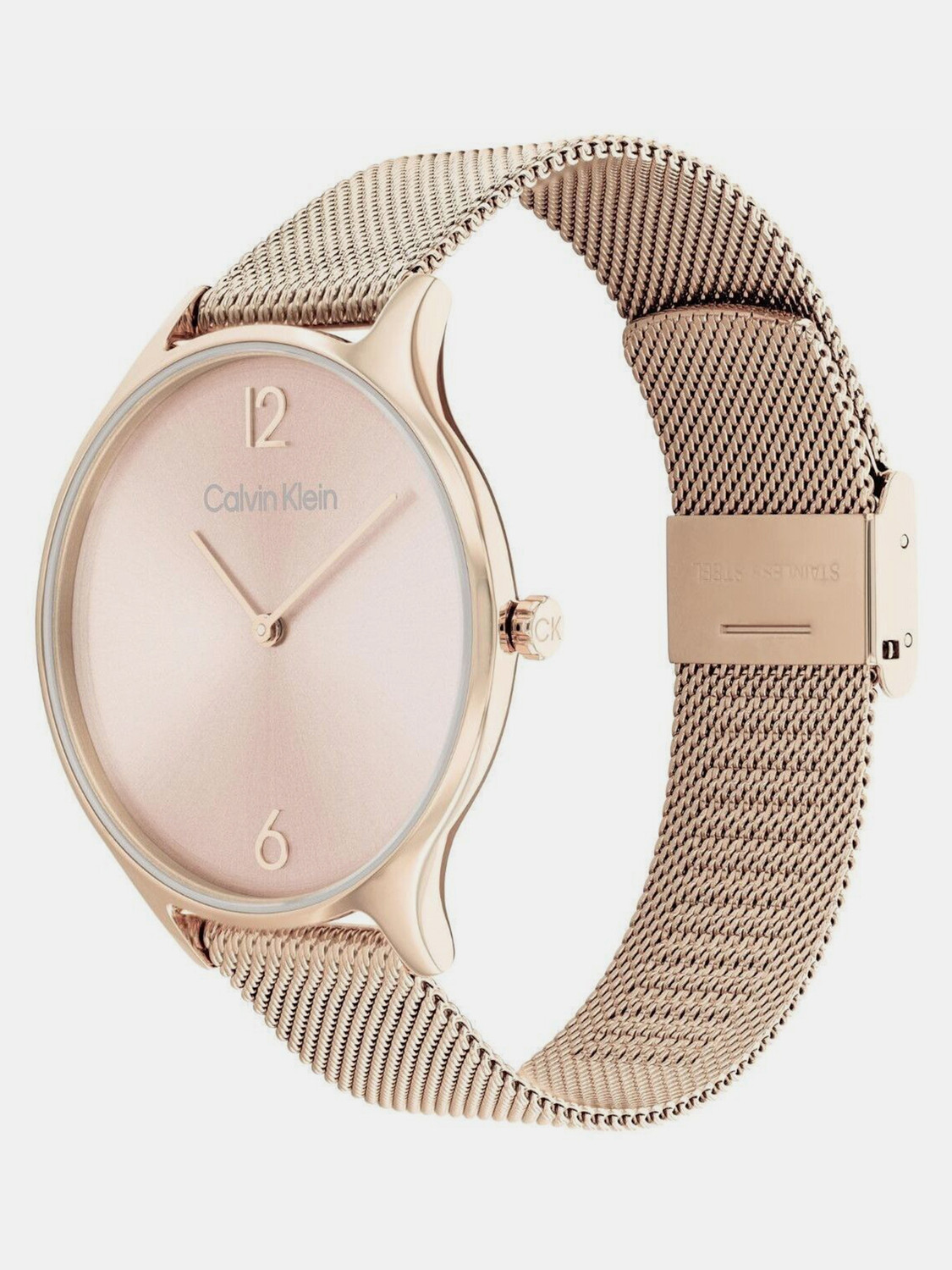 Image of Calvin Klein Timeless Mesh 38Mm Calvin Klein Timeless Mesh 38Mm Qtz Carnation Gold Round Dial Women's Watch / Analog Watch - For Women