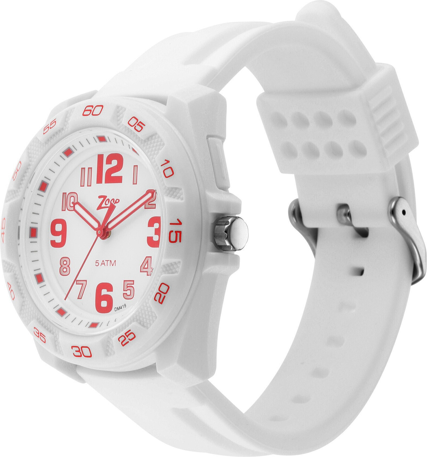 Image of Zoop NP16016PP03 Zoop Glow Quartz White Dial White Silicone Strap Analog Watch - For Boys