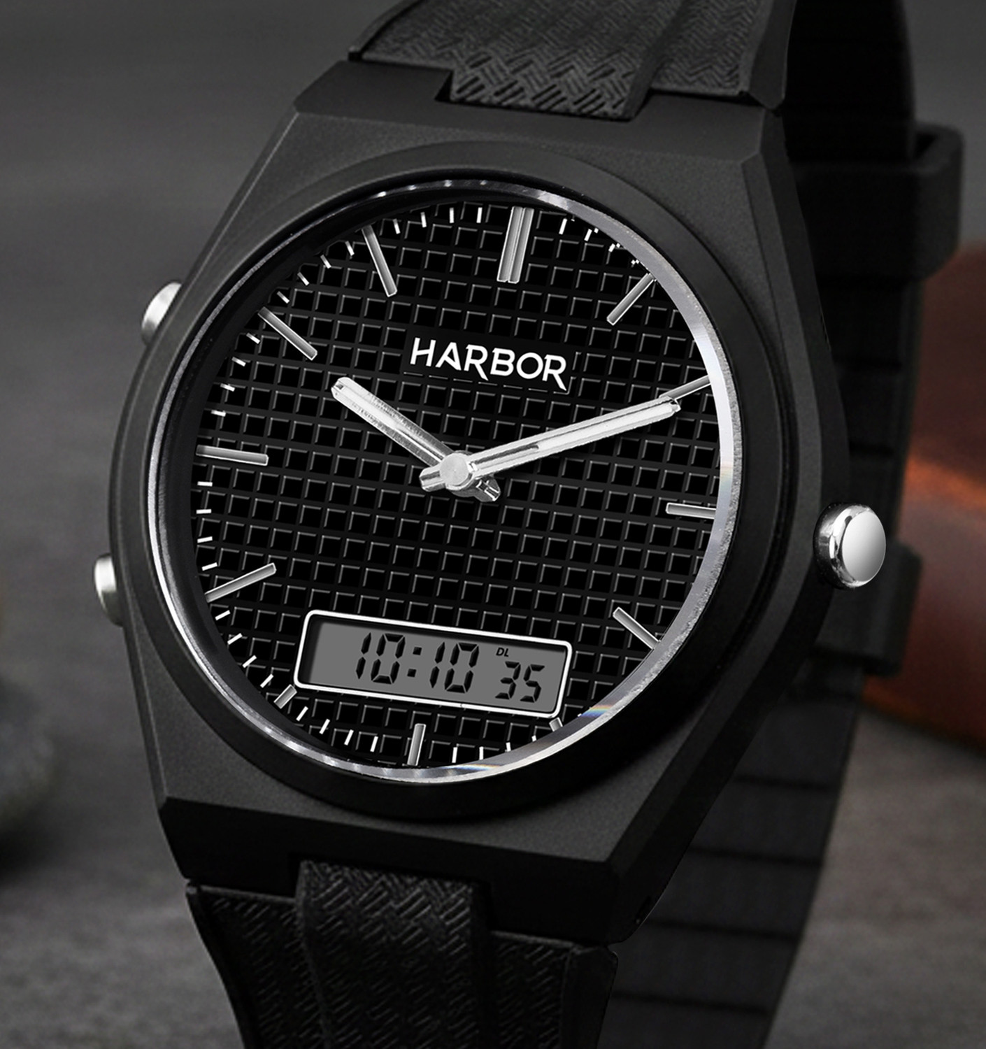 Image of Harbor 9153 Full Black Slim Plastic Body Casual, Office & Party Wear Analog Digital Watch Analog-Digital Watch - For Men