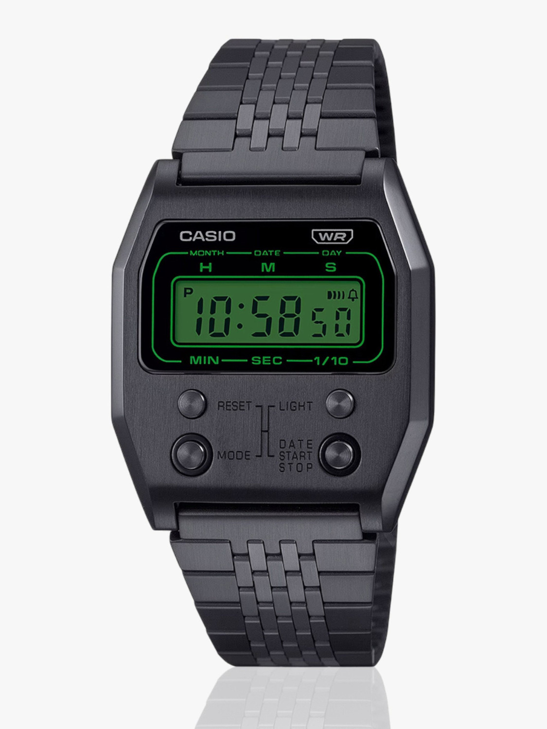 Image of CASIO A1100B-1DF Vintage Dial Black Stainless Steel Band Digital Watch - For Men & Women
