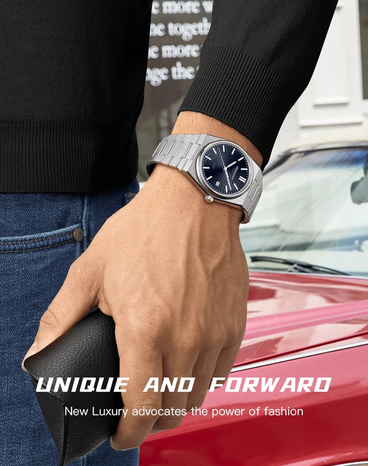 Image of Shocknshop Classic Stainless Steel Blue Wrist Watches Date Chronograph Analog Watch - For Men