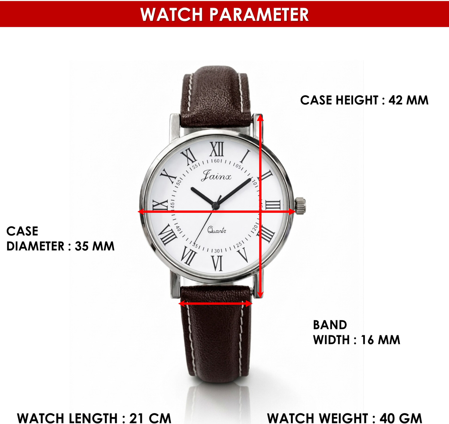Image of JAINX JW8654 Brown Corporate Analog Watch - For Women