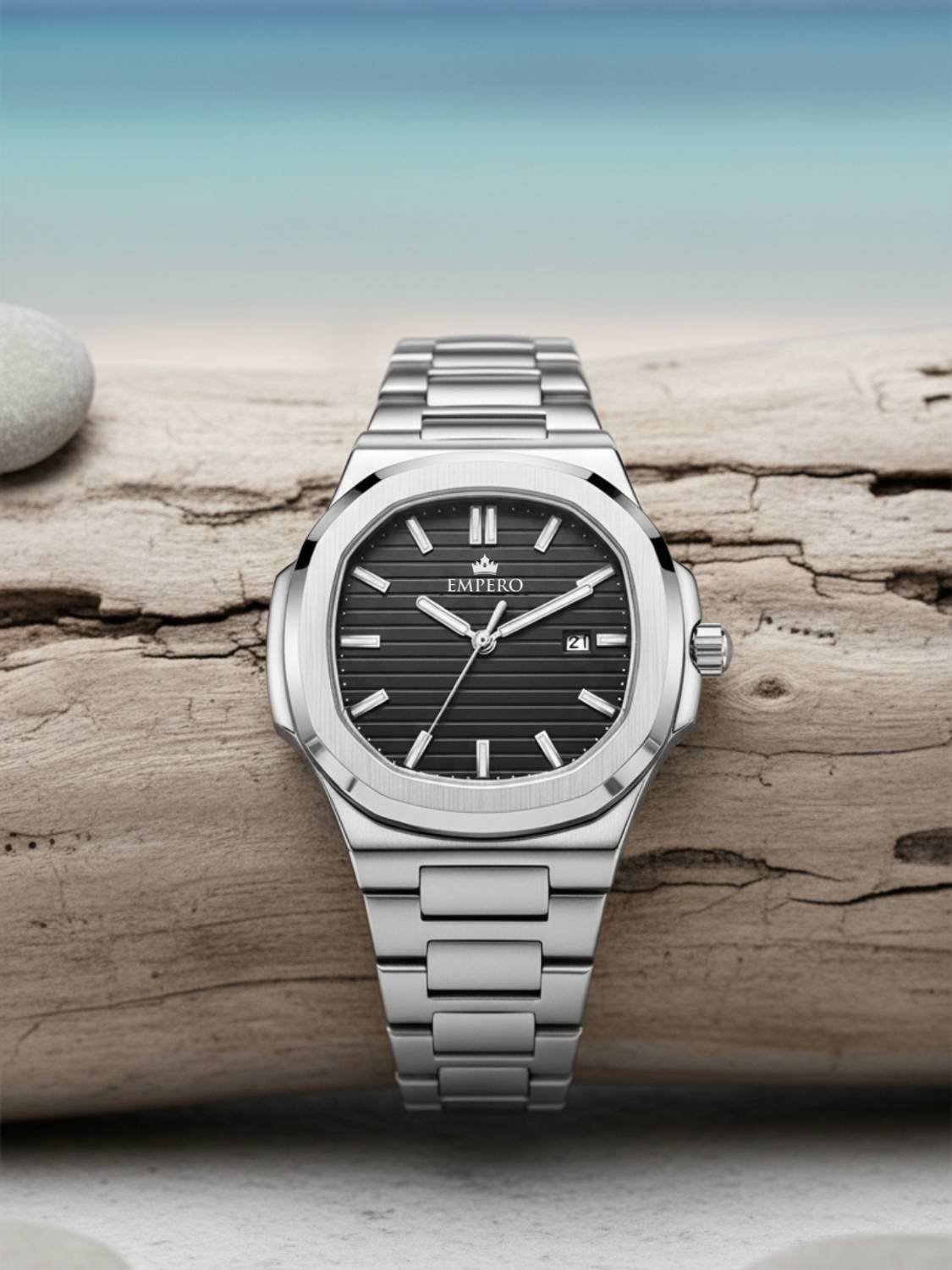 EMPERO EAB217 Black Dial Silver Stainless Steel Men's Watch - Image 1