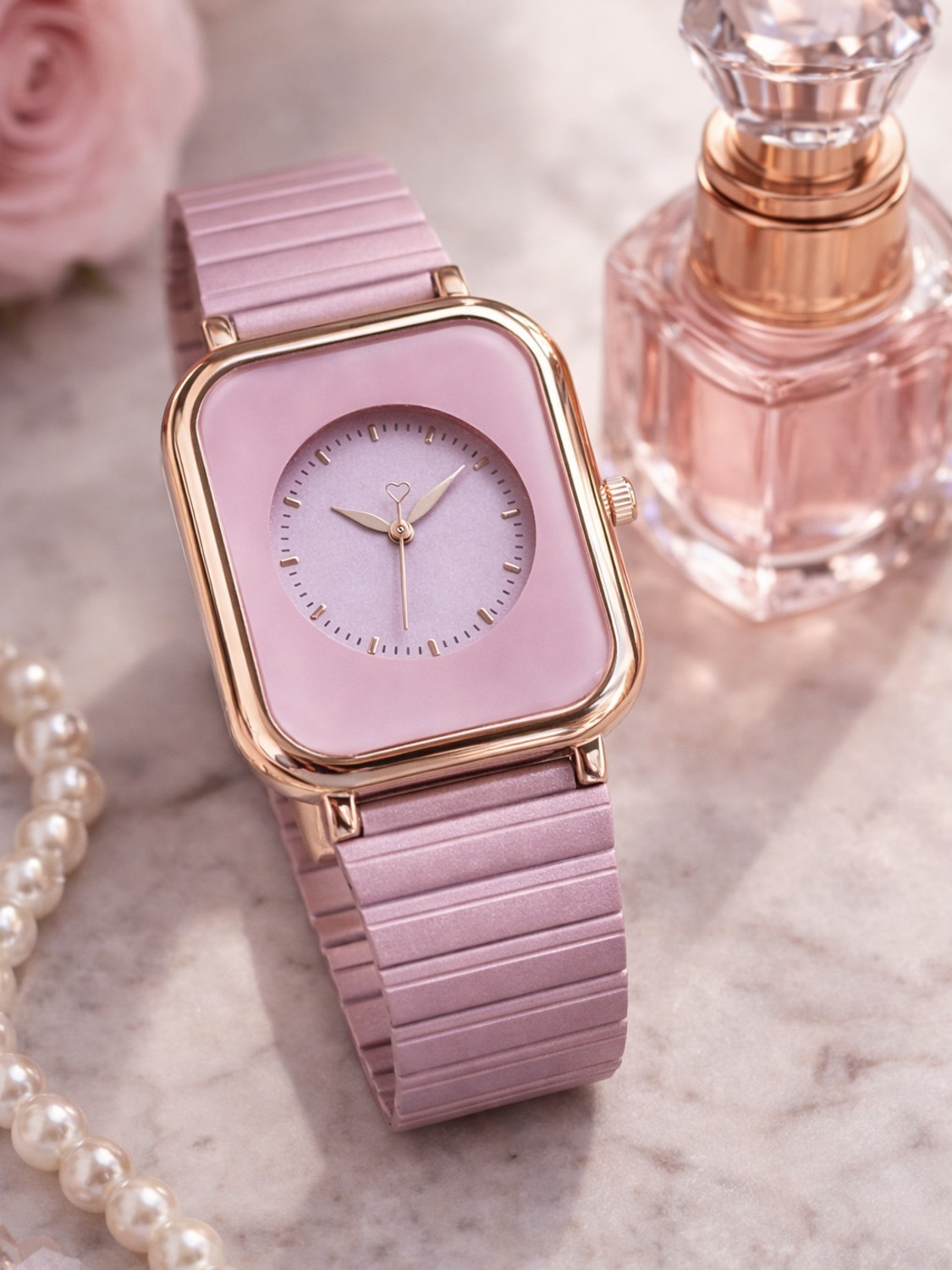 Image of bhagvo 043 Women's PURPLE Square Dial Analog Watch | Rose Gold Case Analog Watch - For Women