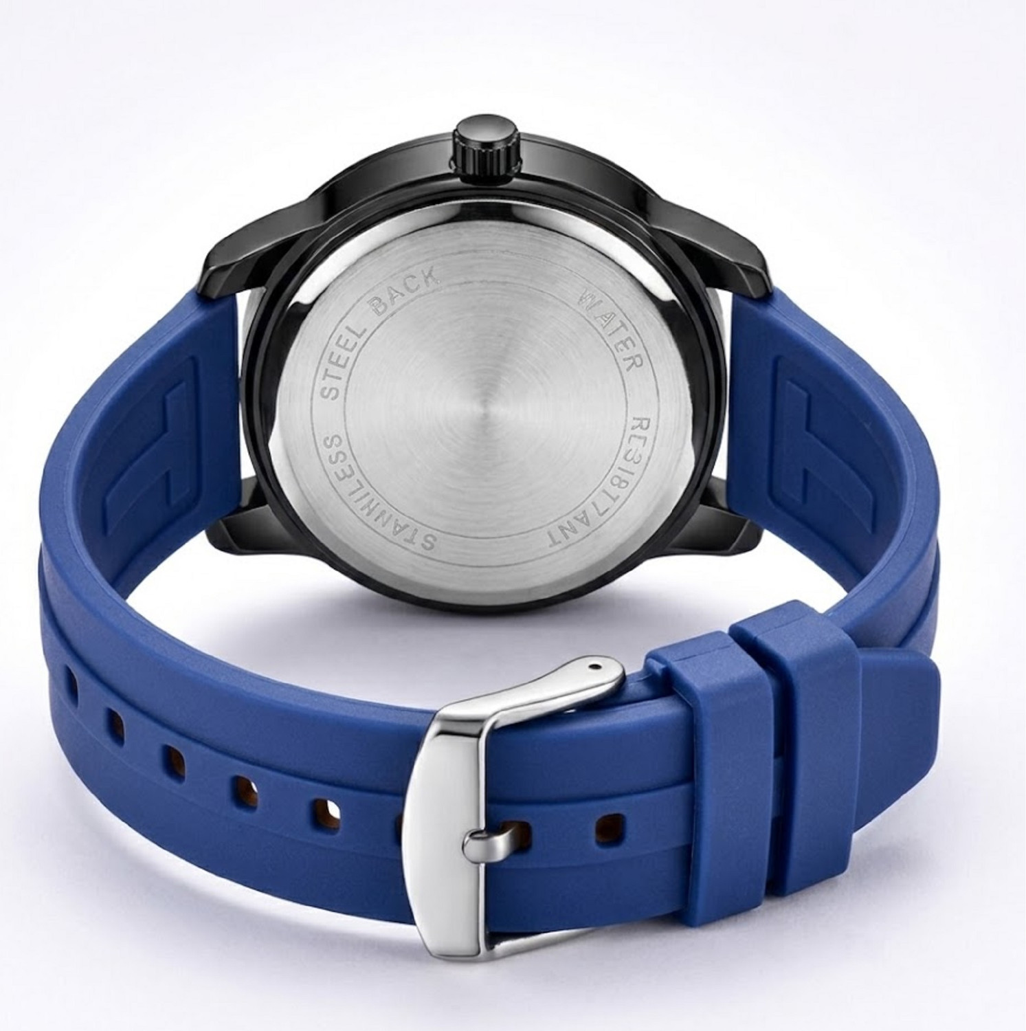 Image of MAAN INTERNATIONAL DD-2401 Prime Collection Dual Dial Quartz Black Silicone Strap Analog Watch - For Men