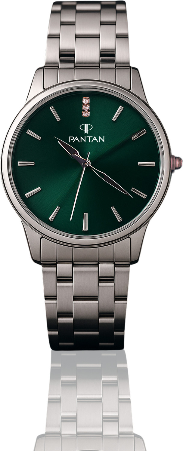 Image of pantan PANTAN Classic Edition Stainless Steel Wrist Watch for Men - Elegant Green Dial PANTAN Classic Edition Analog Watch - For Men