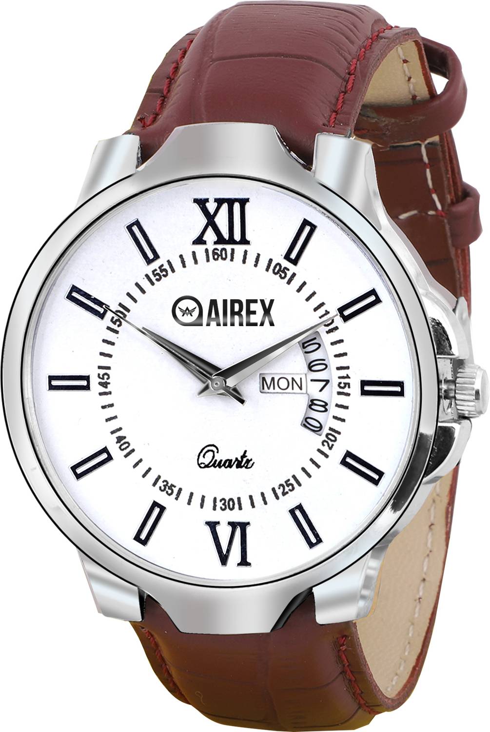 Airex White Day and Date Function Dial Brown Leather Strap Analog Watch - For Men AIR DD Strap 1 Analog Watch  - For Men