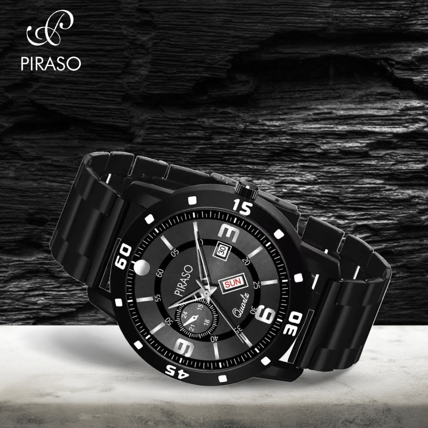 Image of PIRASO D&D F95 BLACK ANALOG DAY AND DATE WORKING BLACK DIAL BLACK CHAIN WATCH FOR MEN & BOYS Analog Watch - For Men