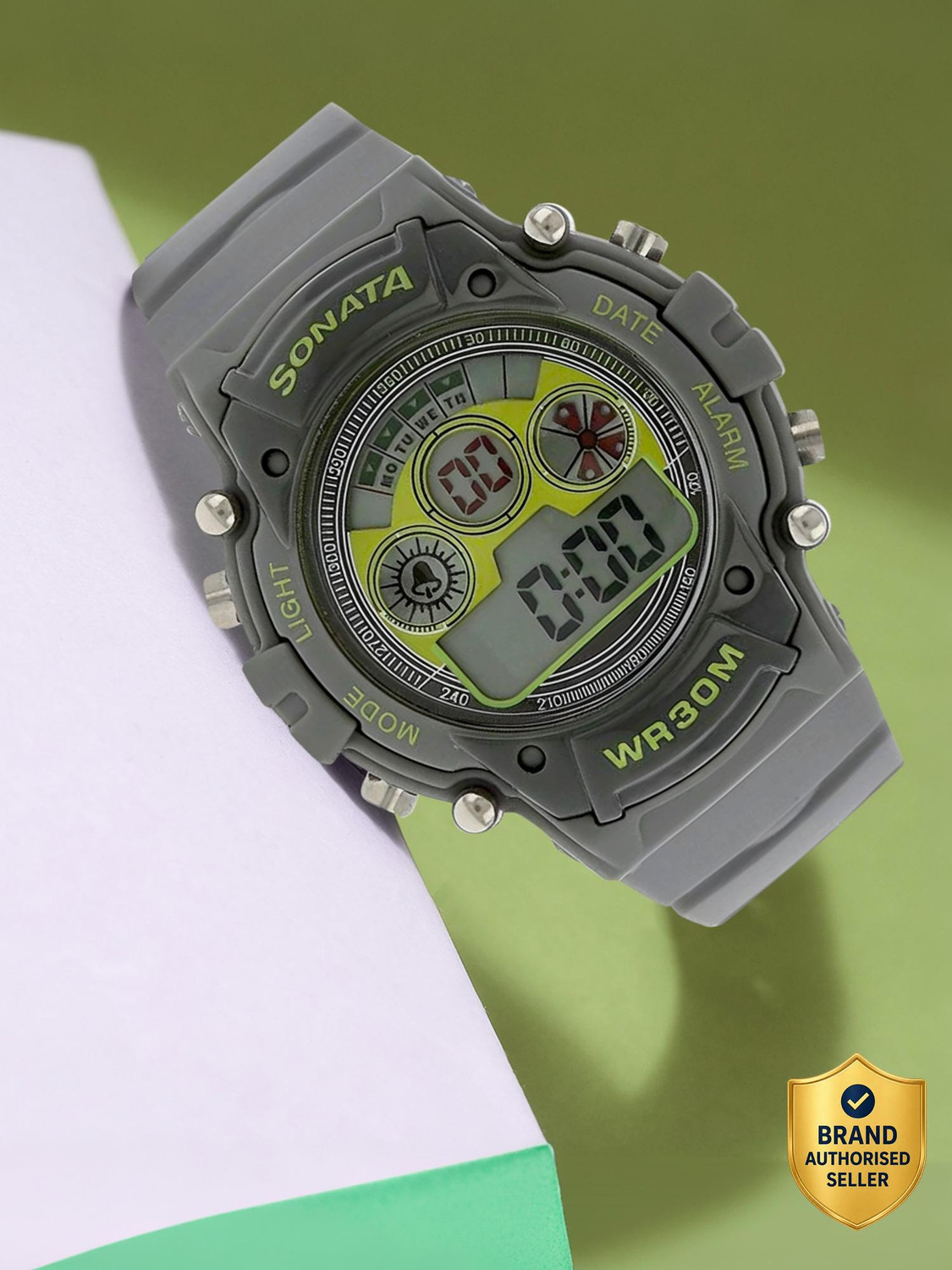 Image of SONATA NP77006PP02 SF Digital Dial Grey Plastic Strap Digital Watch - For Men