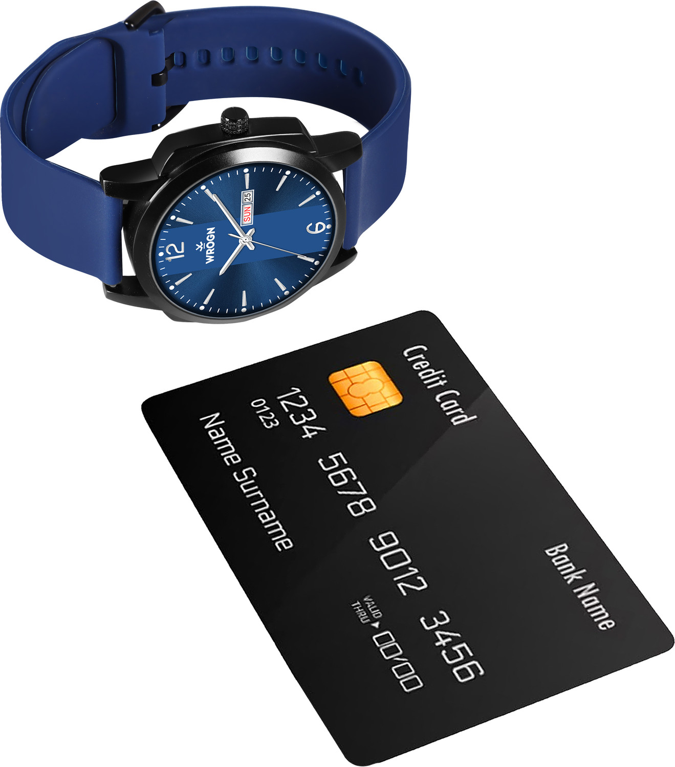 Image of WROGN WR-6604-Blue Day and Date Display Analog Watch - For Men