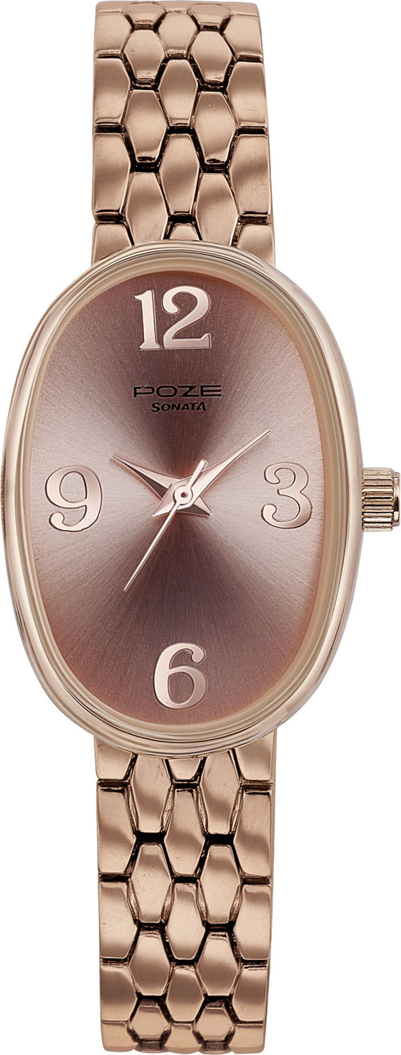 Image of SONATA Sonata Poze Brown Dial Rose Gold Metal Strap Analog Watch - For Women