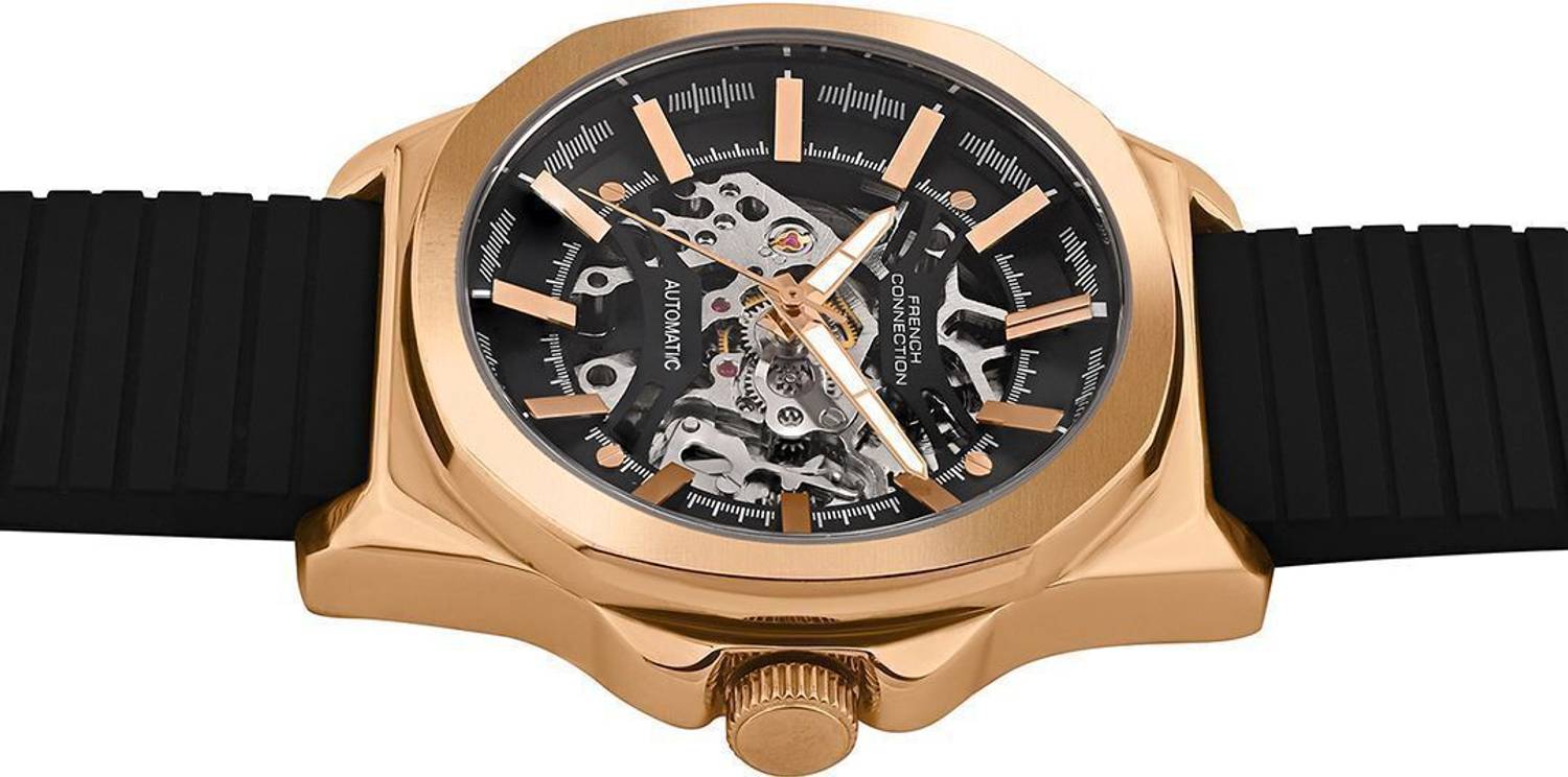 French Connection Mechalume Black Automatic Watch - Image 4