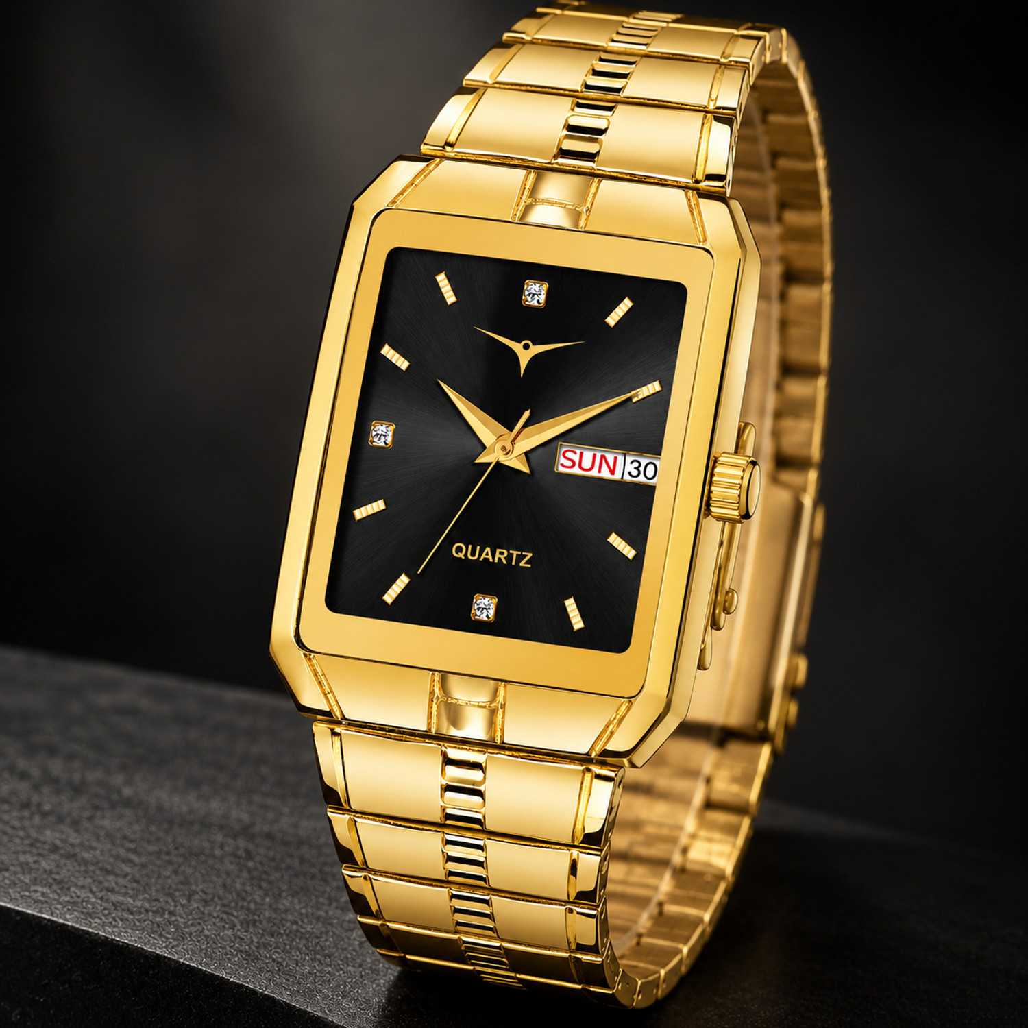 Image of NESTER Gold Black Dial Analog Watch with Metal Bracelet Adjustable Fit Daily Wear Analog Watch - For Men GP-DD-GOLD BLK DL