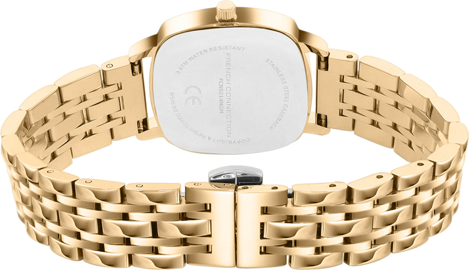 Image of French Connection LUMINEA Green Texture Square Dial | Gold Stainless Steel Analog Watch for Women Analog Watch - For Women