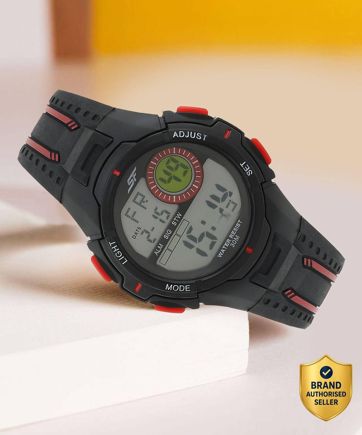 Image of SF 77112PP01 SF Digital Dial Black Polyurethane Strap Digital Watch - For Men