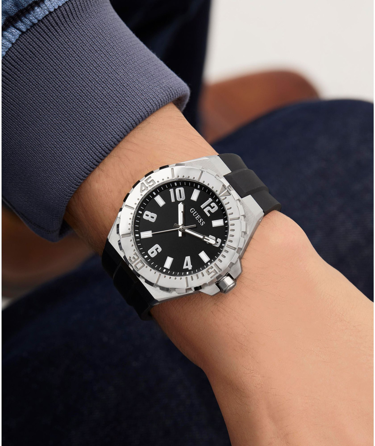 Image of GUESS GW0906G1 Black Round Analog Watch - For Men